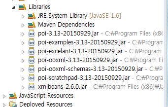 java lang ClassNotFoundException  org.apache.poi.xssf.usermodel