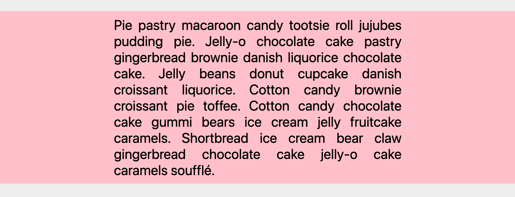 A paragraph of black text against a full-width pink rectangle.